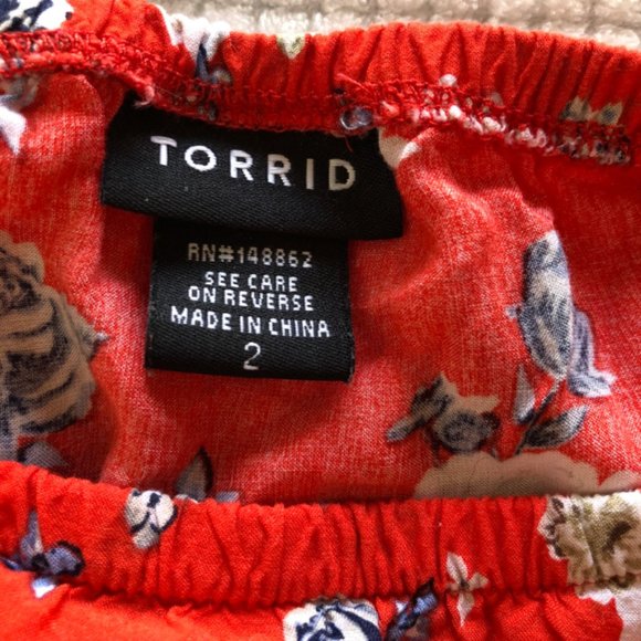 Torrid Floral Ruffle Babydoll Top Size 2 - Picture 7 of 7